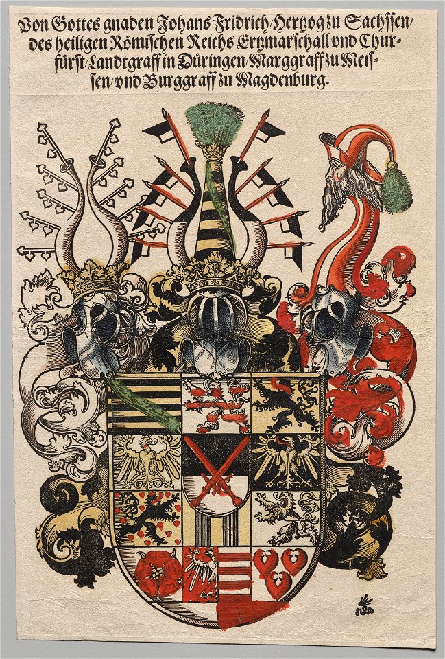 Lucas Cranach (German, 1515-1586) - Coat of Arms of John Frederic, Elector of Saxony, called the Magnanimous - 2017.274 - Cleveland Museum of Art