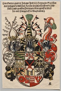 Lucas Cranach (German, 1515-1586) - Coat of Arms of John Frederic, Elector of Saxony, called the Magnanimous - 2017.274 - Cleveland Museum of Art