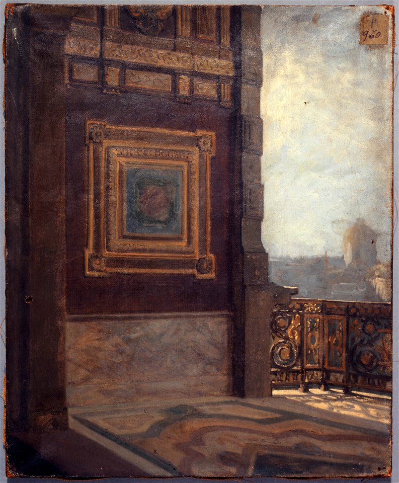 Lucien Mélingue - Le Balcon au bout de la petite galerie du Louvre en 1872 - P960 - Musée Carnavalet