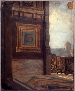 Lucien Mélingue - Le Balcon au bout de la petite galerie du Louvre en 1872 - P960 - Musée Carnavalet