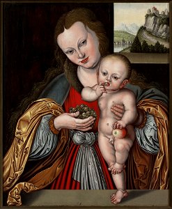 Lucas Cranach - Madonna with Child Jesus - M.Ob.2154 - National Museum in Warsaw. Free illustration for personal and commercial use.