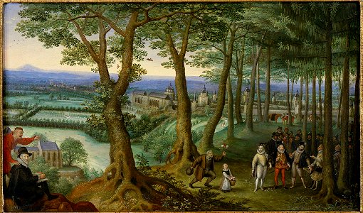 Lucas I. van Valckenborch - Kaiserlicher Waldspaziergang mit dem Neugebäude - GG 9863 - Kunsthistorisches Museum