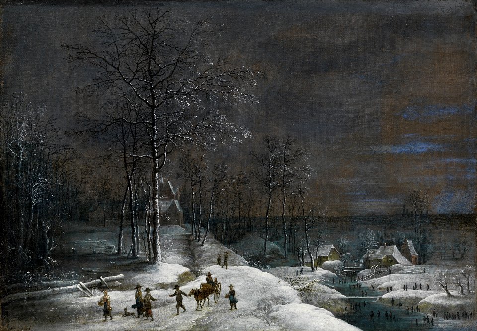 Lucas van Uden - Winterlandschap met besneeuwde watermolen