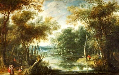 Lucas van Uden (1595-1672) - Landscape with a Stag Hunt - 732312 - National Trust