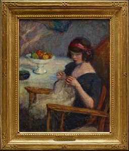 Lucien Abrams - Girl Sewing - 1921.1 - Dallas Museum of Art