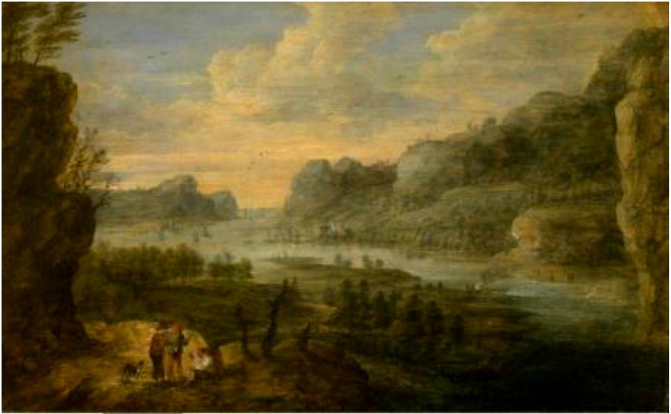 Lucas van Uden; Petrus Johannes van Regemorter - Landscape with setting sun
