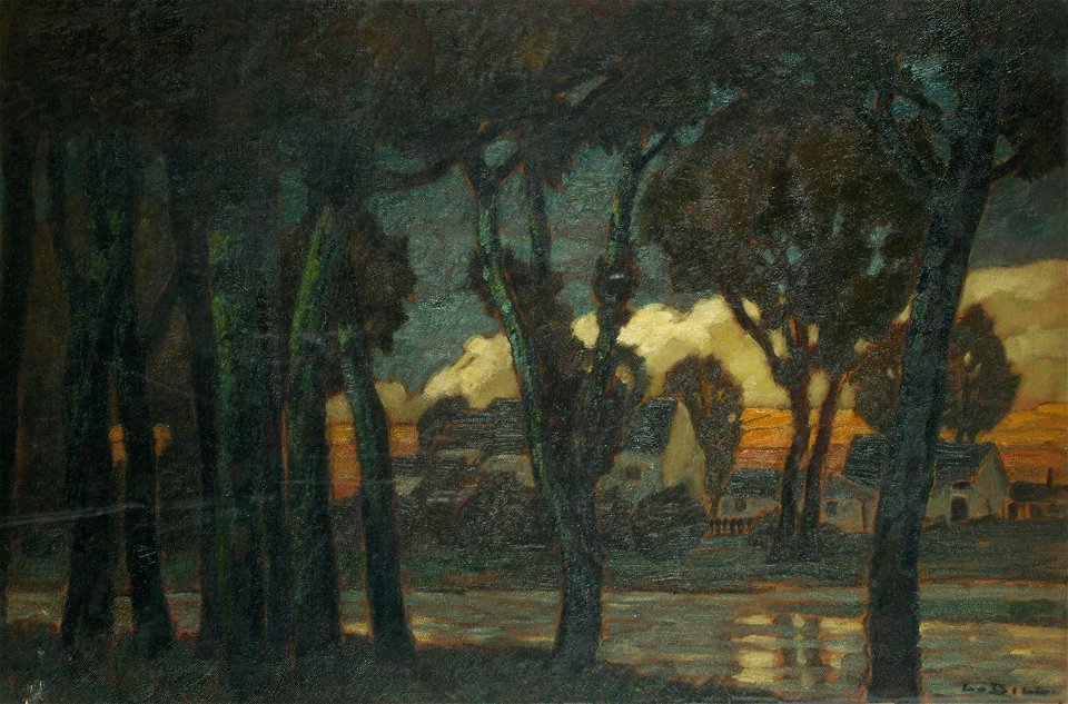 Ludwig Dill - Eine bewaldete Flusslandschaft