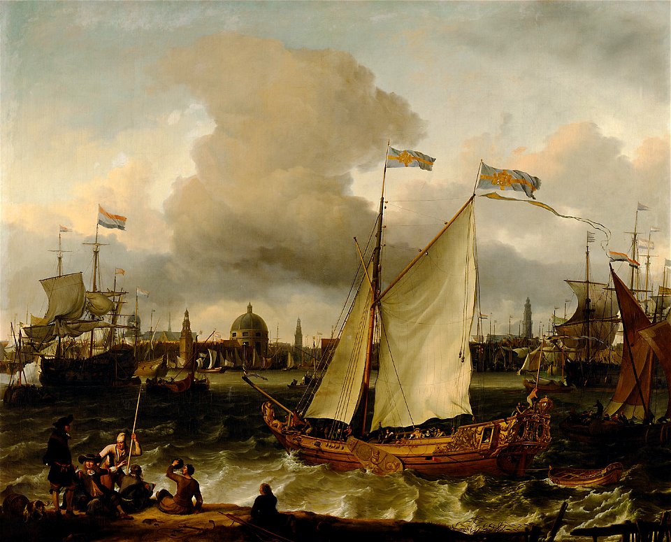 Ludolf Backhuizen, , Kunsthistorisches Museum Wien, Gemäldegalerie - Die schwedische Jacht “Lejonet” auf dem Ij vor Amsterdam - GG 473 - Kunsthistorisches Museum