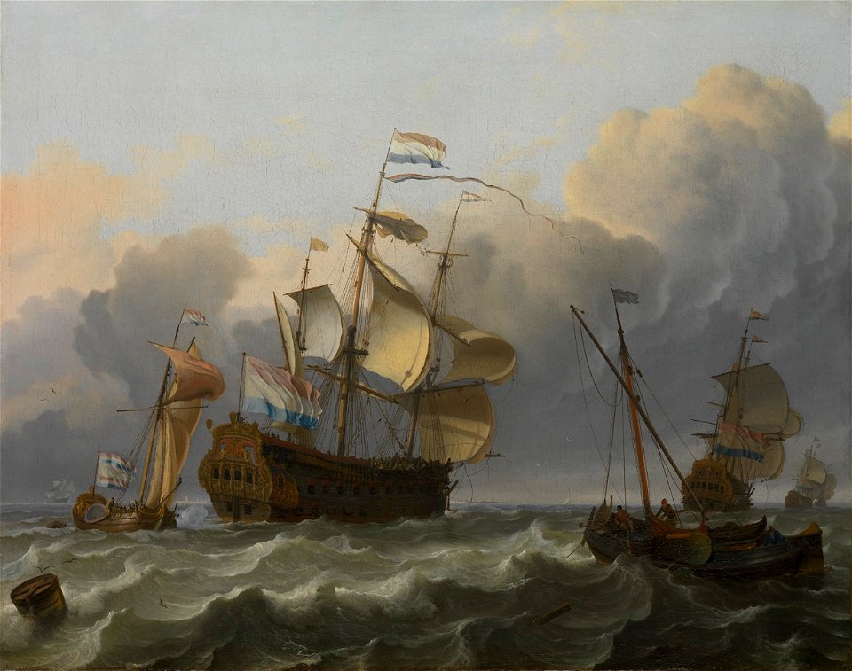 Ludolf Bakhuizen - A Dutch Flagship with a Yacht Under Her Stern