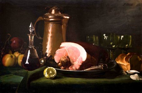 Ludwig Glötzle Brotzeit-Stilleben mit Schinken