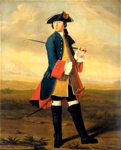 Ludolf Bakhuysen II (1717-82). Schilder, in het uniform der Dragonders Rijksmuseum SK-A-2190