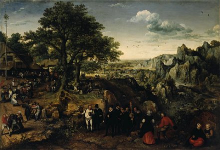 Lucas van Valkenborch - Landscape with a Rural Festival - WGA24256