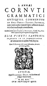 Lucius Annaeus Cornutus - Grammaire (1613)