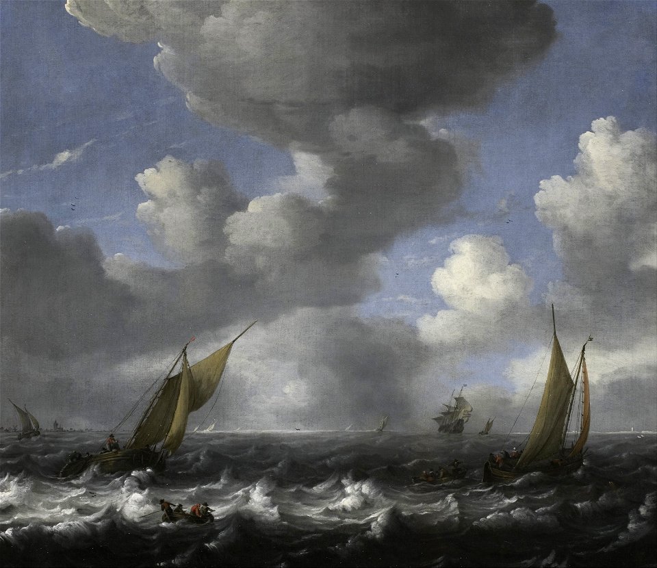 Ludolf Backhuysen - Seascape and Fishing Boats - Google Art Project