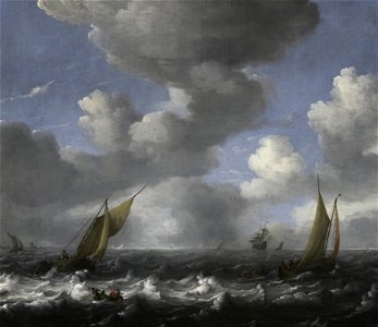 Ludolf Backhuysen - Seascape and Fishing Boats - Google Art Project