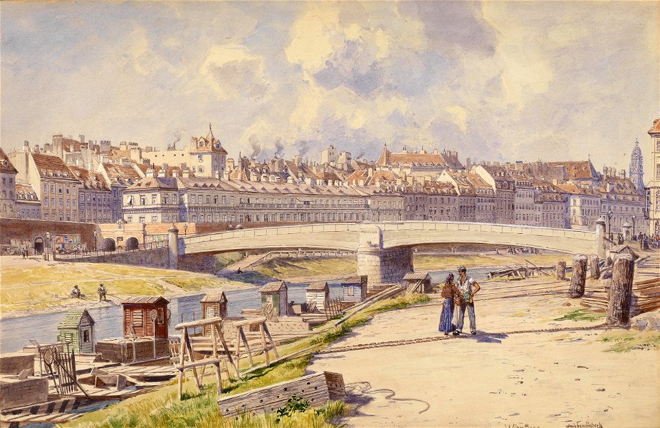 Ludwig Hans Fischer Fischerboote am Donaukanal Wien 1855