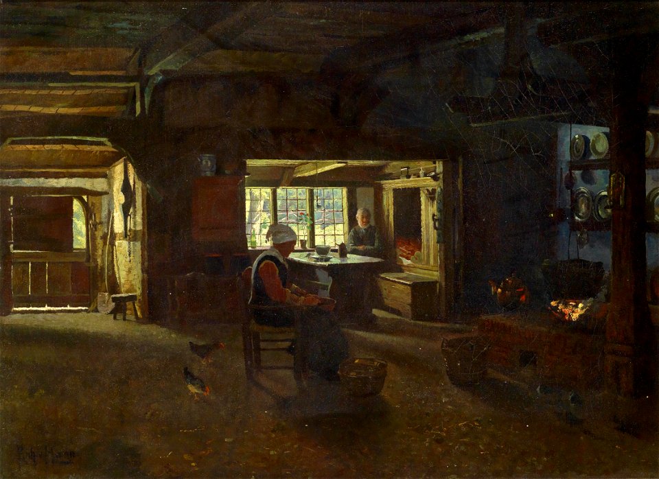 Ludwig von Hagn Inneres eines Bauernhauses