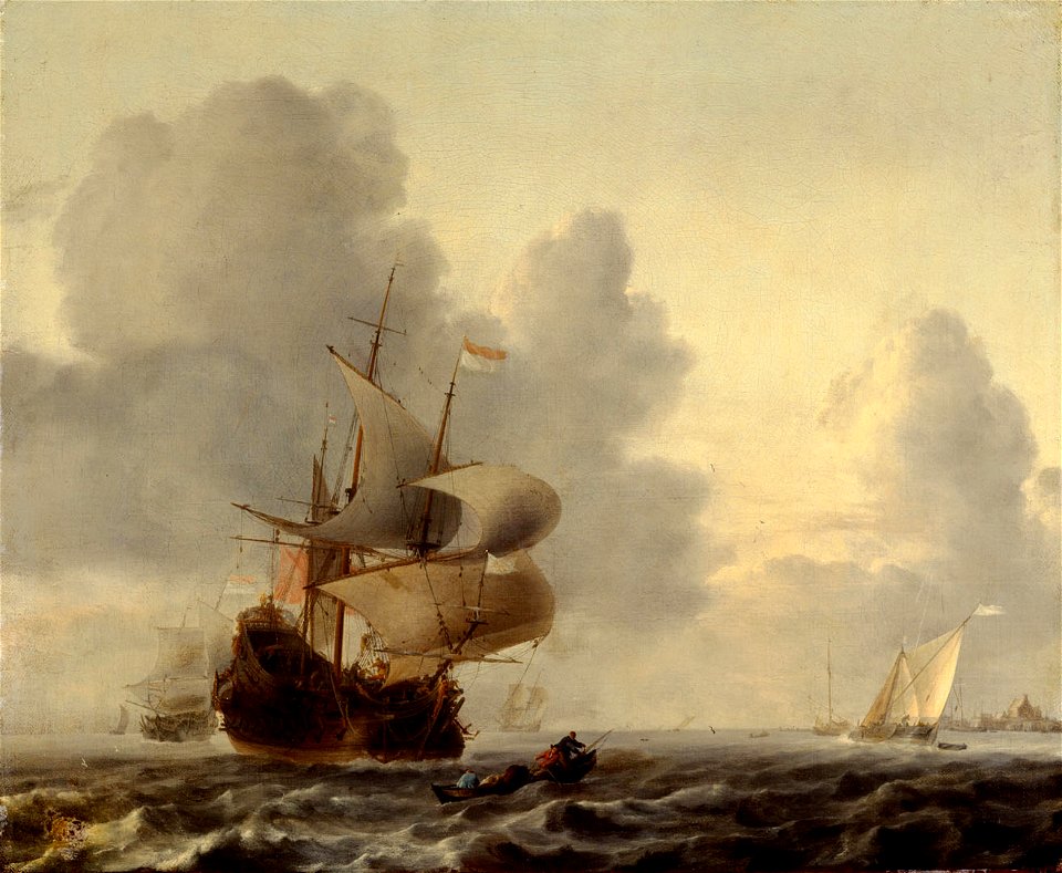 Ludolf Backhuizen - Kriegsschiffe und kleine Schiffe in einer Brise - GG 9069 - Kunsthistorisches Museum