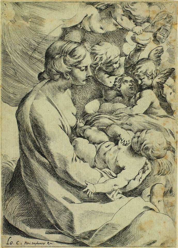 Ludovico Carracci - A Virgem e o Menino Jesus cercado por anjos