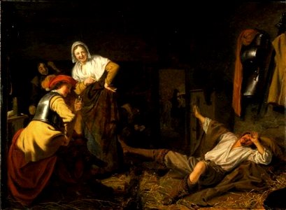 Ludolf de Jongh - Stalinterieur met ontwakende soldaat en lachende toekijkers - 52.9.46 - North Carolina Museum of Art