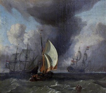 Ludolf Backhuysen I (1630-1708) - Dutch Shipping in Choppy Seas - 1401164 - National Trust. Free illustration for personal and commercial use.