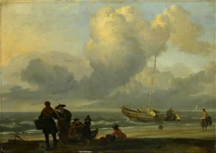 Ludolf Bakhuizen - Strandlandschap met vissers - NG818 - National Gallery. Free illustration for personal and commercial use.