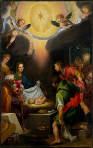 Ludovico Cigoli - L'Adorazione dei pastori con Santa Caterina d'Alessandria. Free illustration for personal and commercial use.
