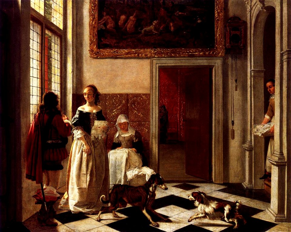 Ludolf de Jongh - Woman Receiving a Letter - WGA11967