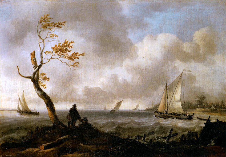 Ludolf Bakhuizen - Fishing Boats and Coasting Vessel in Rough Weather - WGA01132