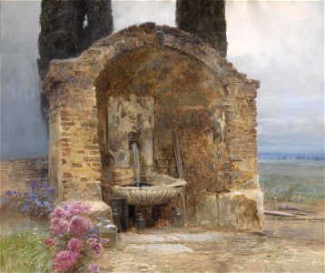 Ludwig Rösch Brunnen in italienischer Landschaft