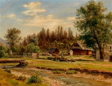 Ludwig Halauska Blick auf das Dorf Tutschach bei Aflenz