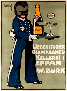 Ludwig Hohlwein - Ueberetscher Champagner Kellerei. Eppan W. Burk, 1909