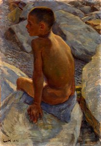 Ludwig von Hofmann - Sitzender Knabe - Rückenakt 1895