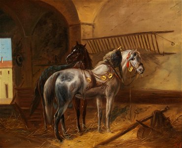Ludwig Kübler Zwei Pferde im Stall