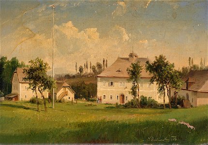 Ludwig Halauska Blick auf einen Gutshof 1856