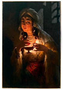 Luigi Crosio - A young Turkish woman with an oil lamp