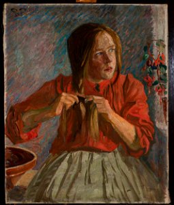 Ludwik Misky - Girl making a braid - MP 2552 - National Museum in Warsaw