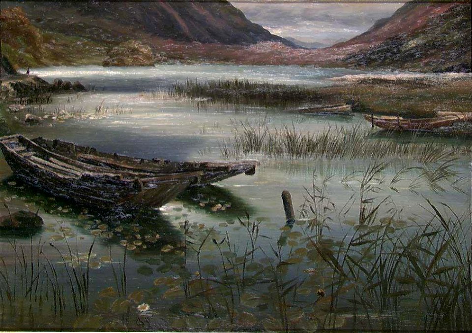 Bernt Lund - Lake with Boats. Copy after Fearnley - NG.M.01504b - National Museum of Art, Architecture and Design