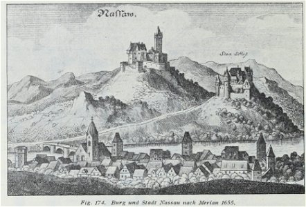 Luthmer III-174-Burg und Stadt Nassau nach Merian 1655