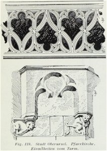 Luthmer II-118-Stadt Oberursel Pfarrkirche Einzelheiten vom Turm