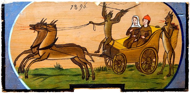 Luter in Katrca na hudičevem vozu (panjska končnica, 1896)
