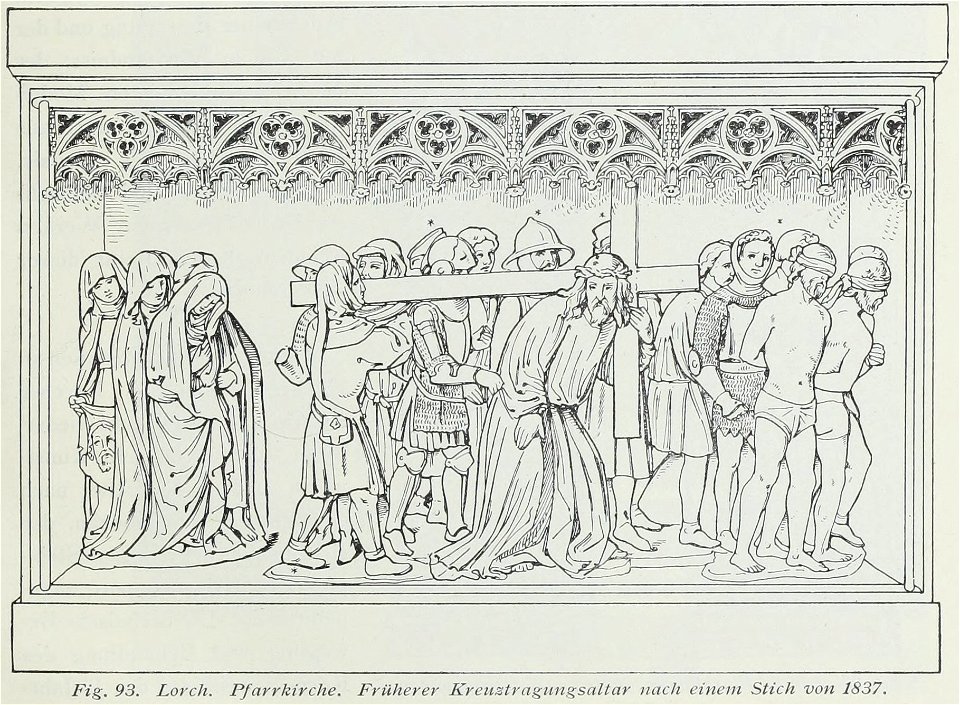 Luthmer I-093-Lorch Pfarrkirche Früherer Kreuztragungsaltar mach einem Stich von 1837