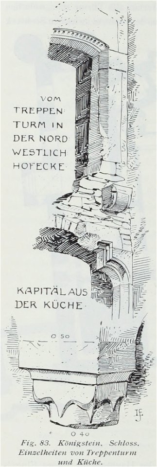 Luthmer II-083-Königstein Schloss Einzelheiten von Treppenturm und Küche