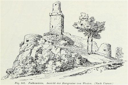 Luthmer II-141-Falkenstein Ansicht der Burgruine von Westen (nach Usener)