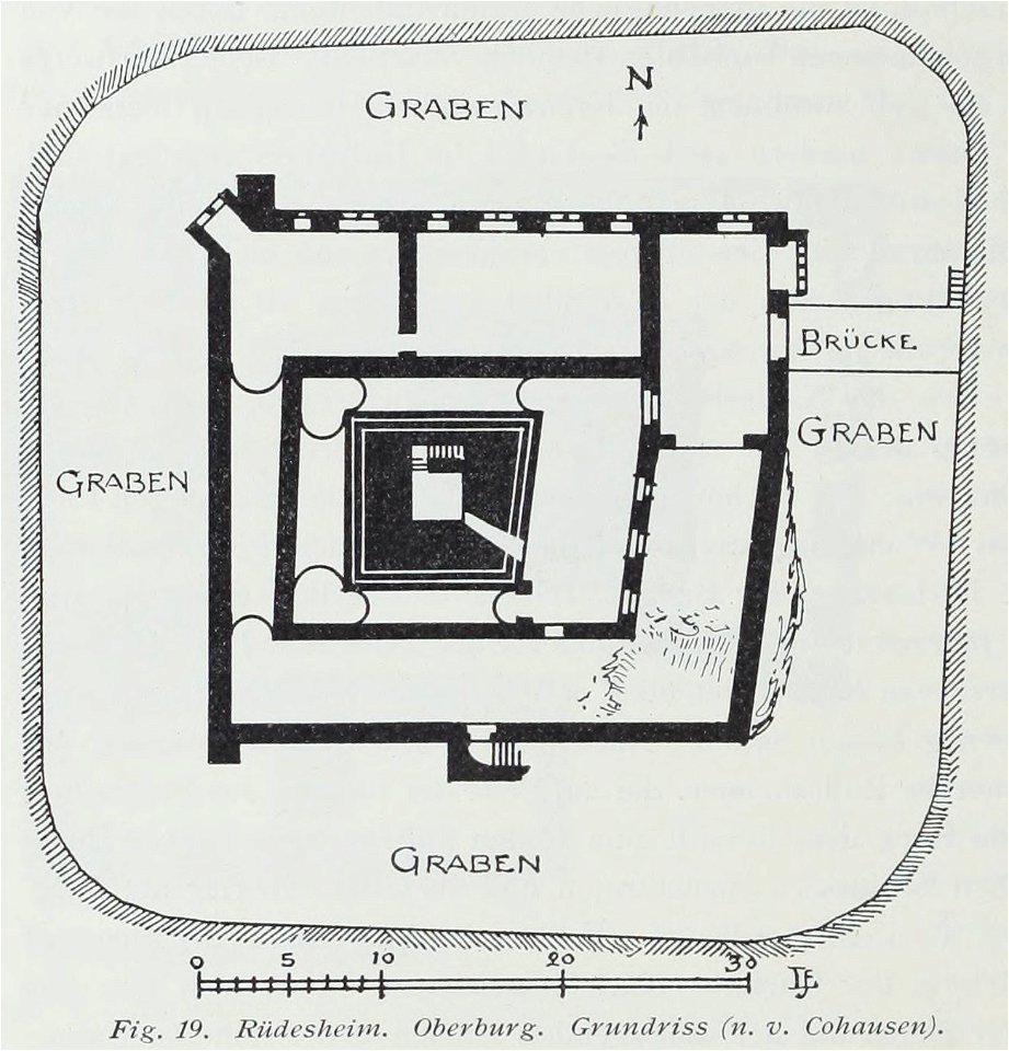 Luthmer I-019-Rüdesheim Oberburg Grundriss (n.v. Cohausen)