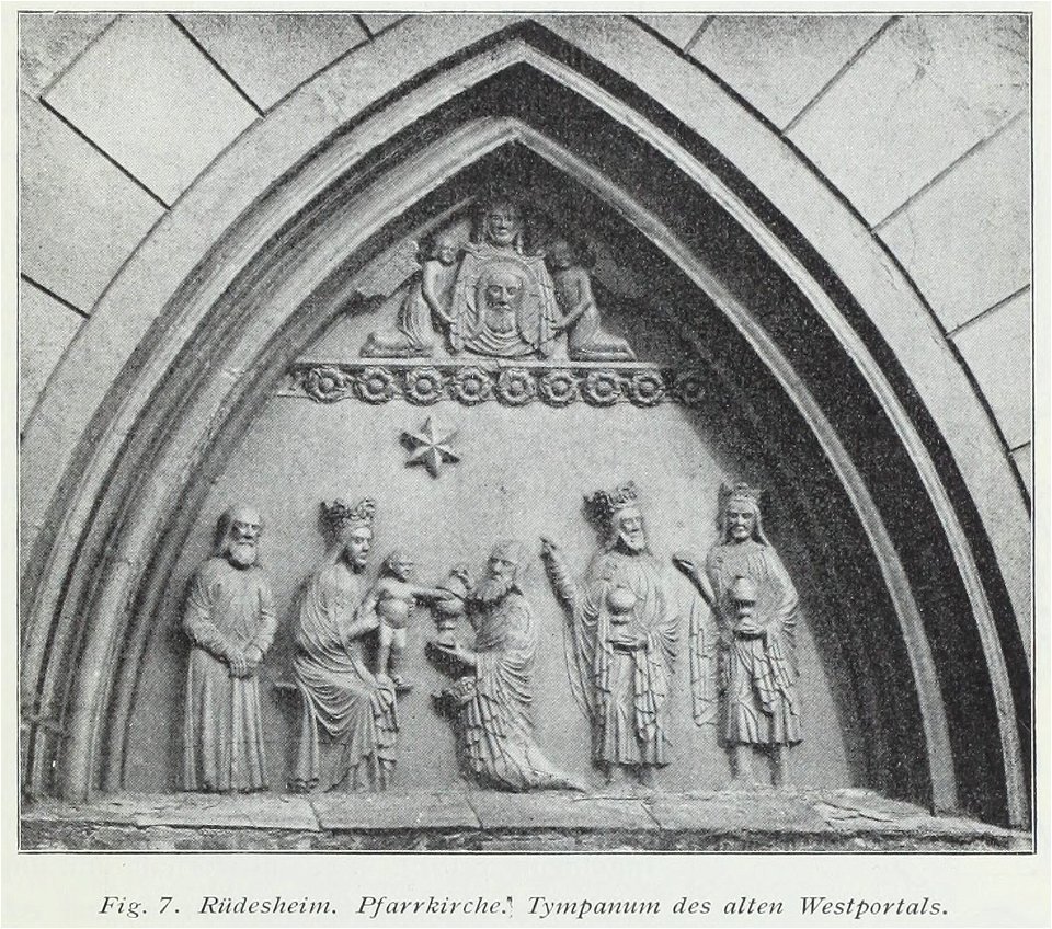 Luthmer I-007-Rüdesheim Pfarrkirche Tympanum des alten Westportals