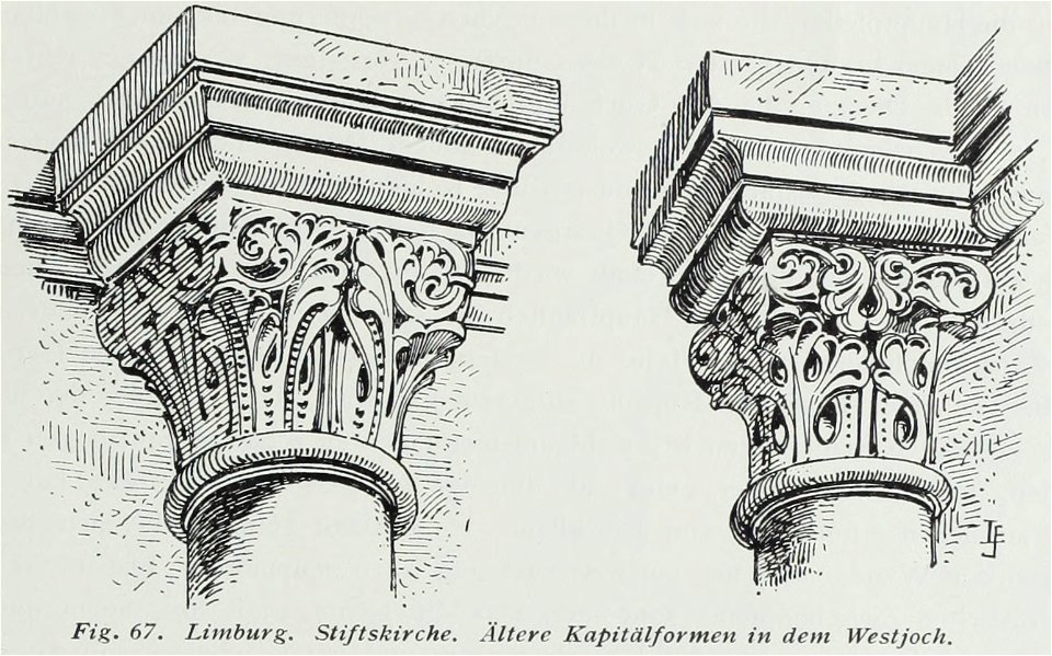 Luthmer III-067-Limburg Stiftkirche ältere Kapitälformen in dem Westjoch
