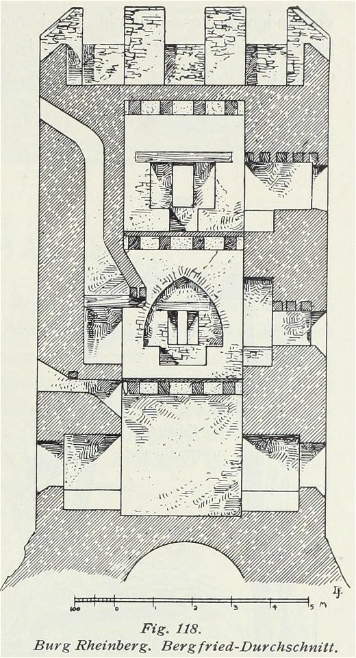 Luthmer I-118-Burg Rheinberg Bergfried-Durchschnitt