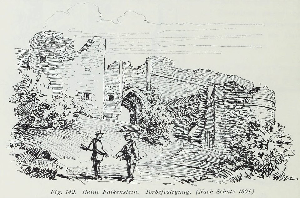 Luthmer II-142-Ruine Falkenstein Torbefestigung (nach Schütz 1801)