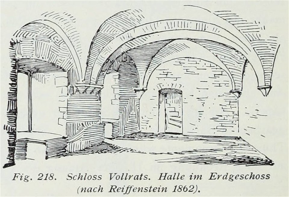 Luthmer I-218-Schloss Vollrats Halle im Erdgeschoss (nach Reiffenstein 1862)